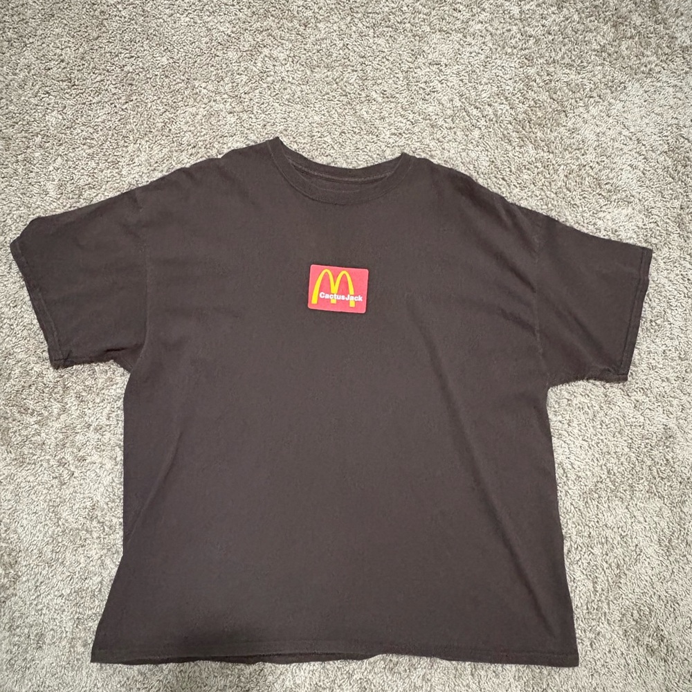 Travis Scott McDonald's Dark Tee with Red and Yellow Logo